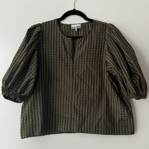 GANNI Puff-Sleeve Top